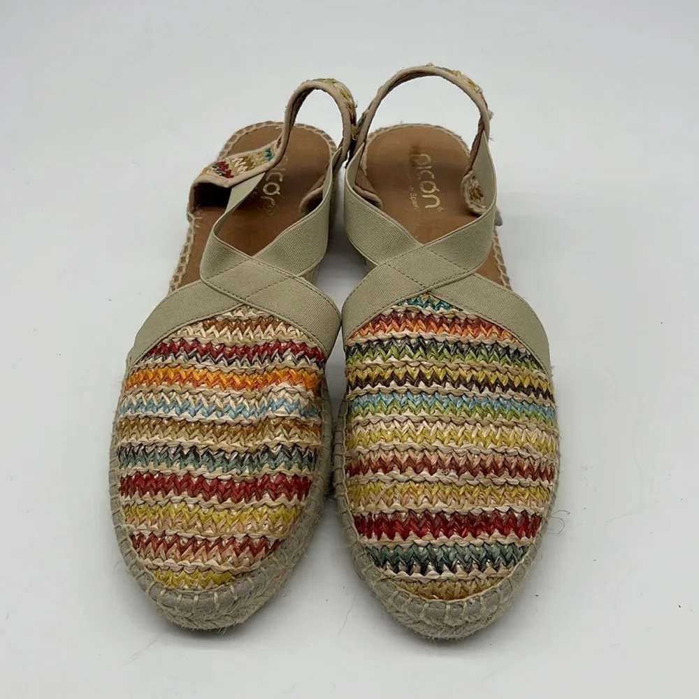 PICON  Colorful  Woven Espadrille Raffia Shoes Size 9.5
